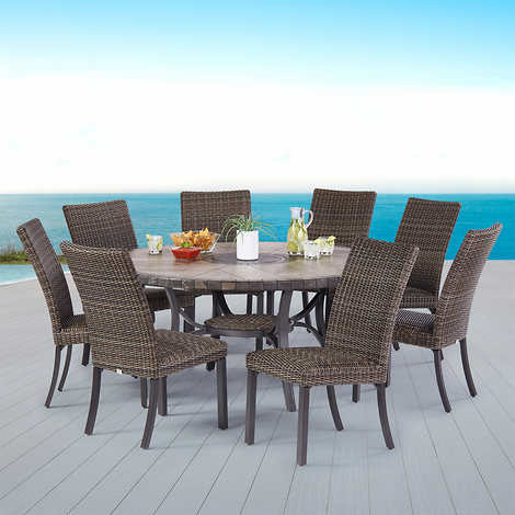 Agio 9 Piece Springdale Woven Dining, Agio Fire Pit Dining Set