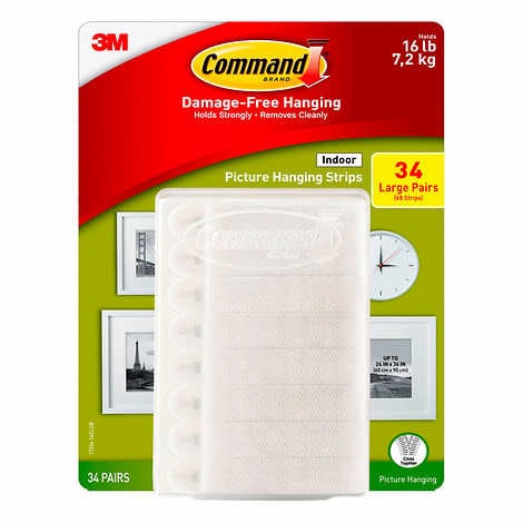 3M Command Picture Hanging Strips, Large, Holds 16lbs, 24 Pairs
